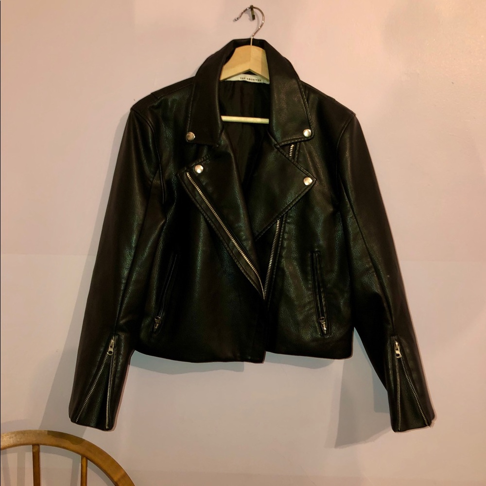 Faux Leather cropped Moto jacket